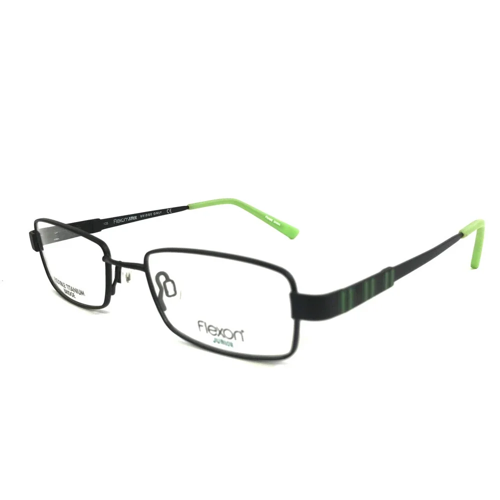 Flexon Kids Eyeglasses Frame SATURN 001 Black Green Rectangle Wire Rim 48-18-135